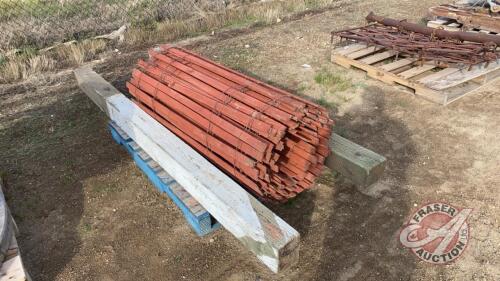 25' roll wood slat snow fence, & 8' long 5" by 6" treated square timbers, J41