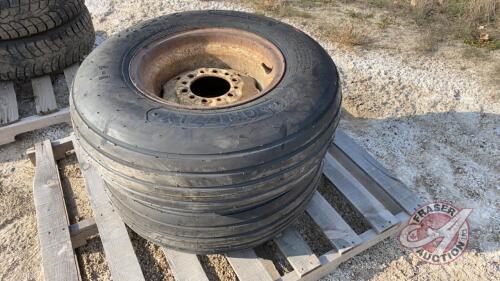 New 11L-15 12 ply tires on used rim, J90