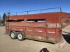 1988 7 x 18’ Norberts Livestock Trailer, single partition, tandem axles, 235/85R16 rubber, VIN# 2N9C75620JG017154, J100, Owner: Rod N Underhill, Seller: Fraser Auction___________________ ***TOD*** - 2