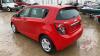 2012 Chevrolet Sonic LT 4 door hatchback, 4 cyl, Red, 186,658 kms showing, VIN# 1G1JC6EH3C4111838, J50, Owner: Lonnie D Studer, Seller: Fraser Auction____________________ *** TOD & KEYS*** - 4