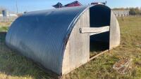 15’ Hip Roof metal calf shelter on drill stem skids