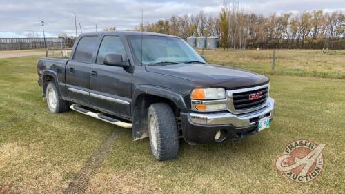 2004 GMC 1500 SLE Z71 off road pkg 4x4 Sierra truck, 265,570 kms showing VIN# 2GTEK13T941396340, Owner: Stewart Cattle Co Ltd, Seller: Fraser Auction_____________