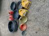 drain pans, funnels, gas cans, 2 jugs with 5W-30 oil (sells as lot)