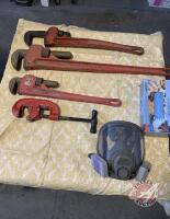 Pipe wrenches & pipe cutter (sells as a lot)