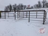 24ft x 13ft maternity pen with dividing gate in center, posts 3inch tubing, 1inch sucker rods for bars, 3 gates-2inch tubing, K40