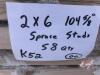 2x6x104 5/8inch Spruce Studs, K52 OO - 2