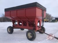 Gravity Box approx 300 bushels on Lundell 4-wheel wagon, 12.5L-15SL rubber, K54