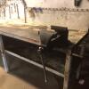 8' x 2' metal work table with vice and mounted outlet - 2