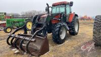 CaseIH MX135 Maxxum MFWD tractor 135hp, with 2755 buhler loader with bucket & grapple, 8675 hrs showing, s/nJJE0958084, K40 ***keys***