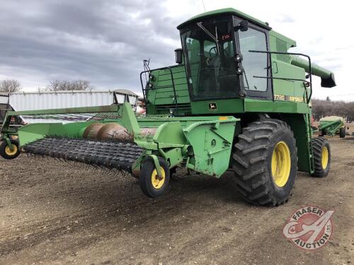 JD 7720 Sp Titan II Combine with JD 912 pick-up, 4153 hrs showing, S/N H07720X625597, k101