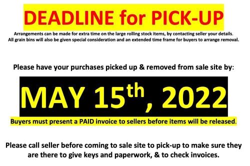 DEADLINE FOR PICK-UP OF PURCHASES