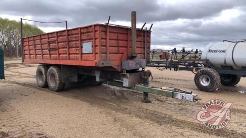 20 ft Homemade t/a dump trailer, 9.00-20 rubber, No Tailgate, NO TOD - FARM USE ONLY, F45