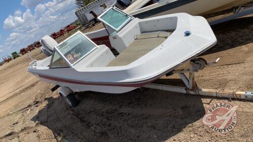 14.5ft Thunder Craft boat with Evinrude 35hp motor, Homemade boat trailer, NO TOD, no key, F101 (Not sure if motor runs)