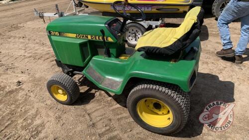 JD 316 Lawn Tractor, Onan engine, F102 ***keys - office trailer***