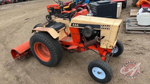 Case 444 lawn tractor with 43inch roto tiller, s/n 9652823,No keys broke off in unit, F165