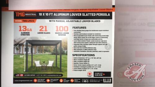 10x10ft Aluminum Louvred Pergola, Manual, TMG-LPG10, New