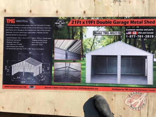 Metal Shed Double Garage 21x19, New (NO OVERHEAD DOORS)