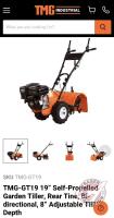 19 inch self-propelled garden tiller, 212cc engine, New