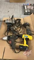 Electric tools- craftsman drills, tmt 1/2” impact, power fist drill, and 2 other electric drills, H48
