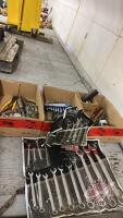 Tools lot- wrenches, pliers, torque wrench, plus odds and sods, H48