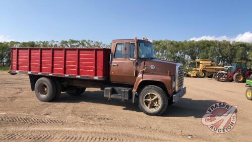 1980 Ford Louisville 700 S/A Truck with 16ft box and hoist, 54,073 showing, VIN# N70HVJJ9064, Owner: Robert Thompson, Seller: Fraser Auction__________________ ***TOD, keys - office trailer*** H101