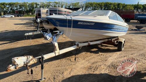 1988 Bayliner 175 Capris Boat, 2.3 litre inboard engine, s/n BJYD55CSH788, with Homemade Boat Trailer, H163 Owner: Virden Recreation and Water Sports Ltd, Seller: Fraser Auction________________ ***TOD, keys - office trailer***