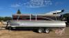 2016 Harris Sunliner 220 Pontoon boat with 2017 Mercury 115 ELPT CT motor, with 2022 Karavan Pontoon Trailer, ***Cover - included***, VIN# 5KTPS2823NF524736, H163, Owner: Virden Recreation & Watersport, Seller: Fraser Auction________________ ***TOD, Keys