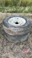 (2) assorted 15in tires on rims (K), H160