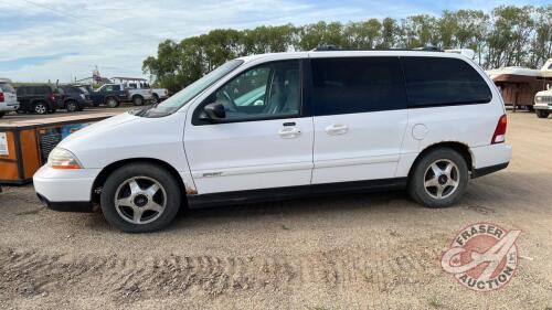 2002 Ford Windstar Sport Passenger Van, White, 243,736 showing, VIN# 2FMZA57452BB72368, H210, Owner: Deborah A Kooting, Seller: Fraser Auction___________________ ***TOD, keys - office trailer***