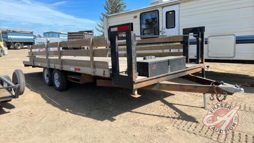 20ft Homemade Utility trailer, black, winch-no remote, VIN# Homemade, H204 Owner: Gontree Tree Service Ltd, Seller: Fraser Auction ________________ ***TOD - office trailer***