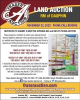 Call Fraser Auction for details or to request a bidding package. 204-727-2001