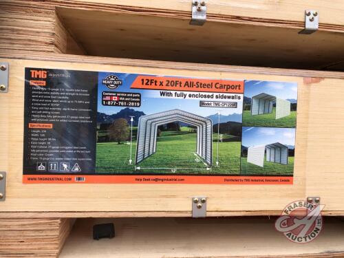 12ft x 20ft All-Steel Carport with Enclosed Sides