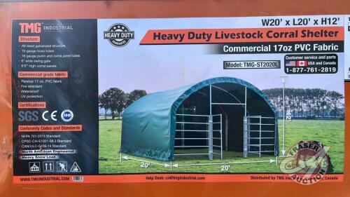 20ft x 20ft Single Truss Livestock Corral Shelter with 17 oz PVC Cover