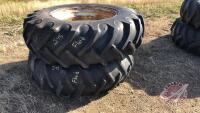 18.4-34 Tractor tires on rims with fluid, J45