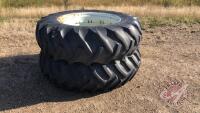 18.4-38 Tractor tires on rims with fluid, J45