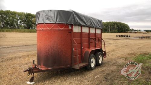 1981 12ft WW bumper hitch t/a Livestock Trailer, open roof with tarp, VIN# 094890, J54, Owner: Daryl Magnowski, Seller: Fraser Auction_______________, ***TOD - office trailer***