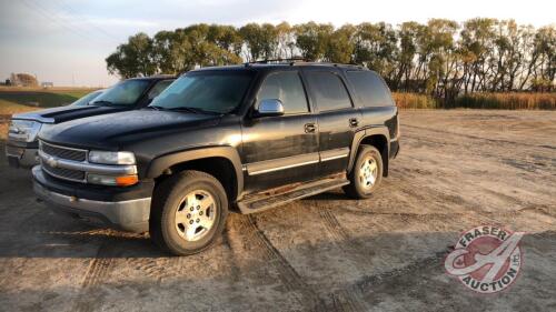 2004 Chevrolet Tahoe 4x4 Sport Utility, 388,864 showing, VIN# 1GNEK13T04R168497, Owner: Austin J Van Heyst, Seller: Fraser Auction______________________, ***tod, keys - office trailer*** J104