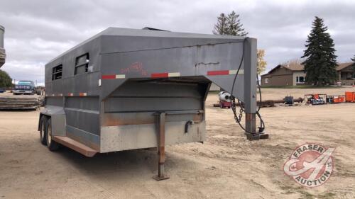 1992 16ft Norbert Goose Neck Livestock Trailer, VIN# 2N967S52SNG017599, J119, Owner: Everett A Olson, Seller: Fraser Auction_________________ ***TOD - office trailer***