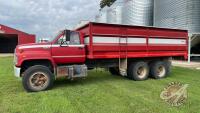 1990 GMC Top Kick tandem axle grain truck, 080139 showing, VIN#1GDS7H4M6LJ607658, Owner: Charles G Manns, Seller: Fraser Auction _________________________