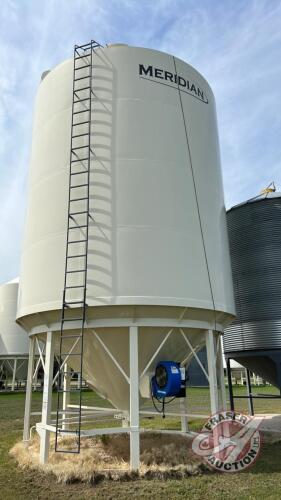 BIN #3, 5300 Bushel Meridian Grain Max hopper bottom bin on DBL skid, Bin s/n622110333771, Fan s/n221015100 BINS MUST BE REMOVED BY SEPTEMBER 1, 2023