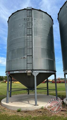 BIN #9, 1950 Bushel Metal Industries Bin on Retro hopper cones on legs, BINS MUST BE REMOVED BY SEPTEMBER 1, 2023