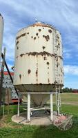 BIN #11, Approx 1250 Bushel Metal Industries Hopper Bottom Bin cones on legs, BINS MUST BE REMOVED BY SEPTEMBER 1, 2023