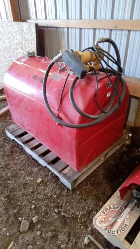 135 gal Westeel skid tank with Fill-Rite 13 GPM 12 volt pump