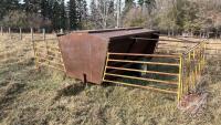 100 bushel Cypress Industries creep feeder on wheels with feed panel