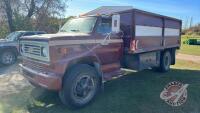 1981 Chevrolet 70 s/a grain truck with 15ft B+H, 131,908 showing, VIN# 1GBJ7D1BXBV111592, Owner: Warren R Brooks, Seller: Fraser Auction__________________, SAFETIED