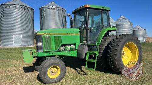 JD 7700 2WD tractor, 8554 hrs showing, s/nRW7700H005750,