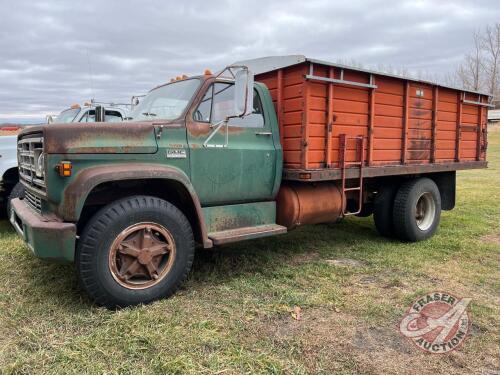 GMC 6500 s/a Grain truck with 15ft box, 86437 showing (original), VIN#TCE66TV589845, Seller: Fraser Auction____________________