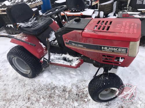 Huskee garden tractor, K43 ***keys - office trailer***