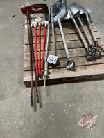 assorted shovels, scoops and bin probe