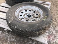 ST Radial ST205/75R15 utility trailer tire and rim, 5 bolt rim, K60